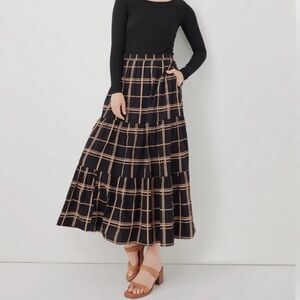 Pact Black and Tan Checkered Maxi Skirt